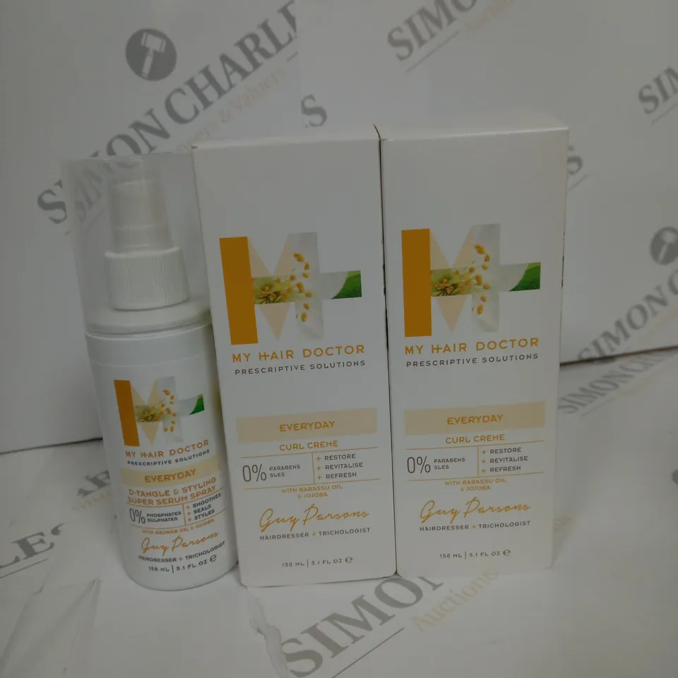 BOX OF MY HAIR DOCTOR - EVERYDAY D-TANGLE & STYLING SUPER SERUM SPRAY - 150ML AND MY HAIR DOCTOR EVERYDAY CURL CREME