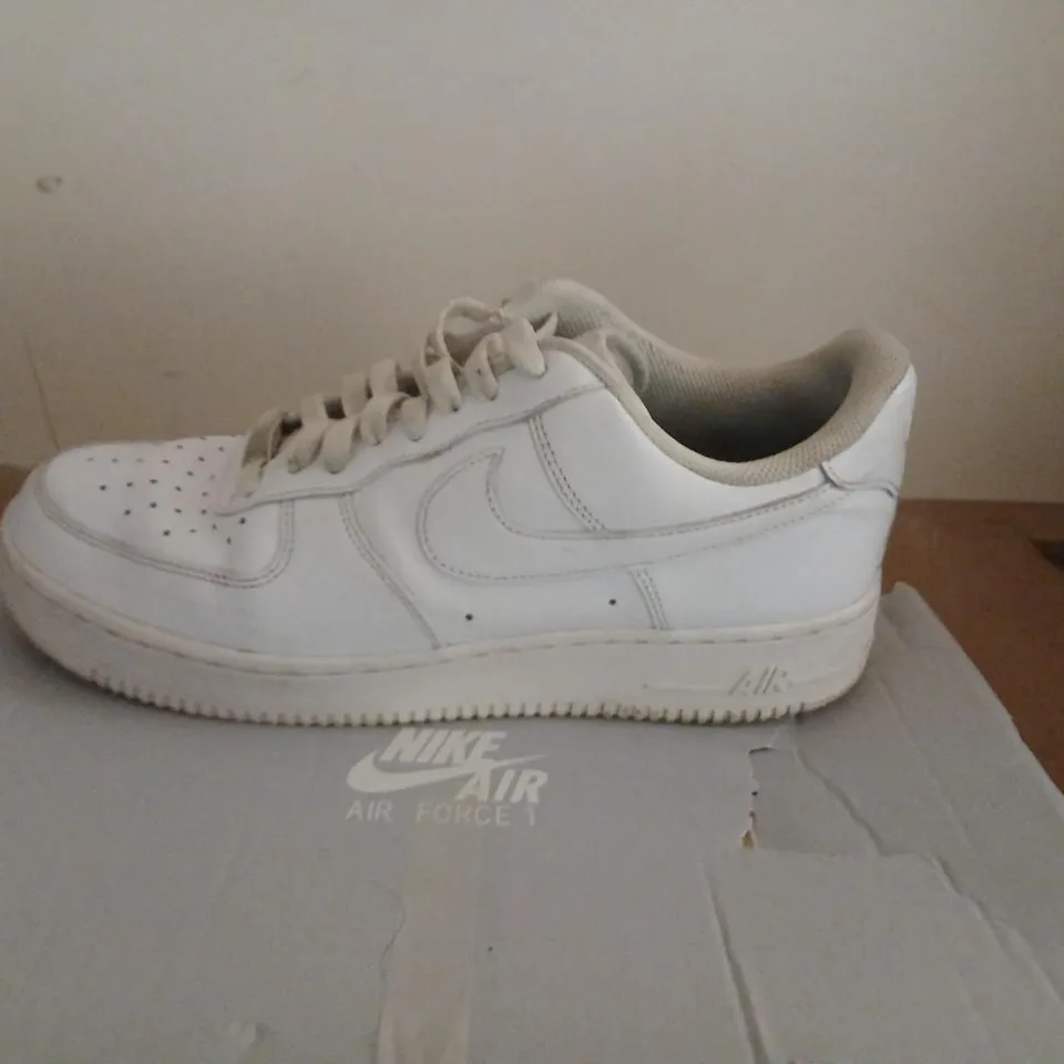 NIKE AIR FORCE 1 '07 SNEAKERS, WHITE LEATHER, UK 9 (US 10.5) – BOXED