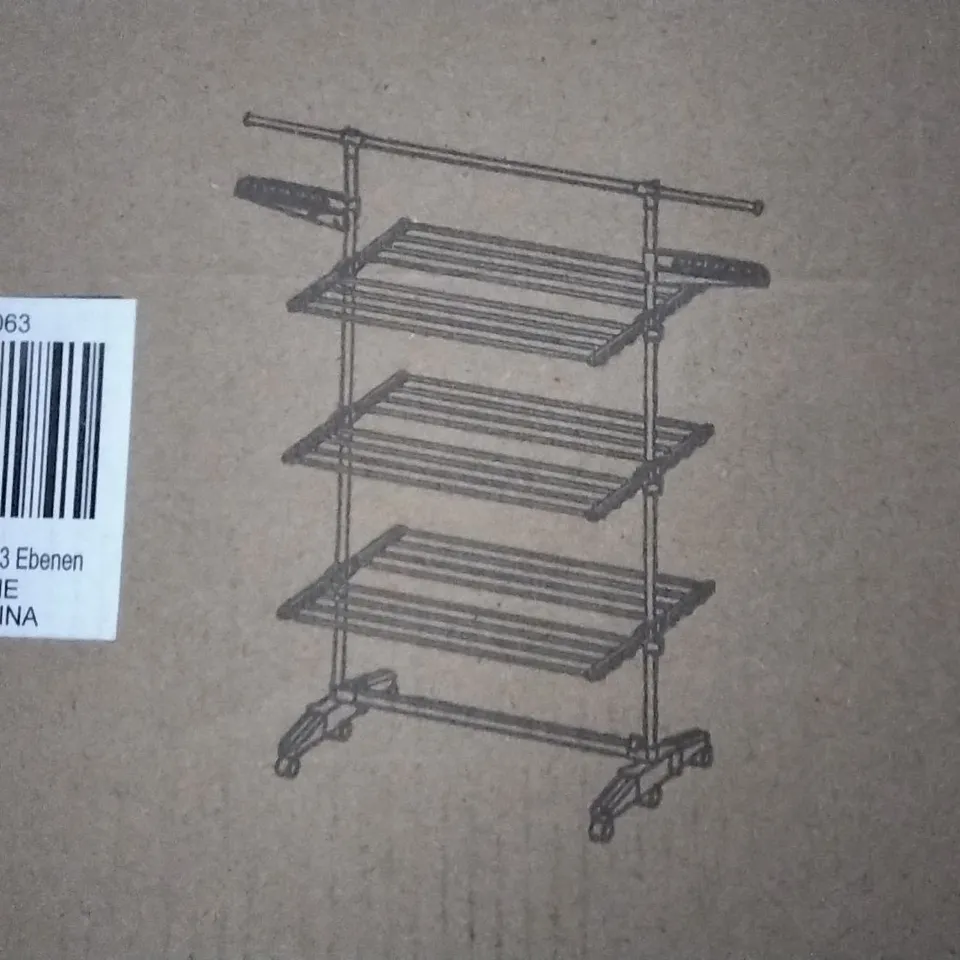 BOXED 3-TIER CLOTHES AIRER GULLWING FOLDING DRYING RACK