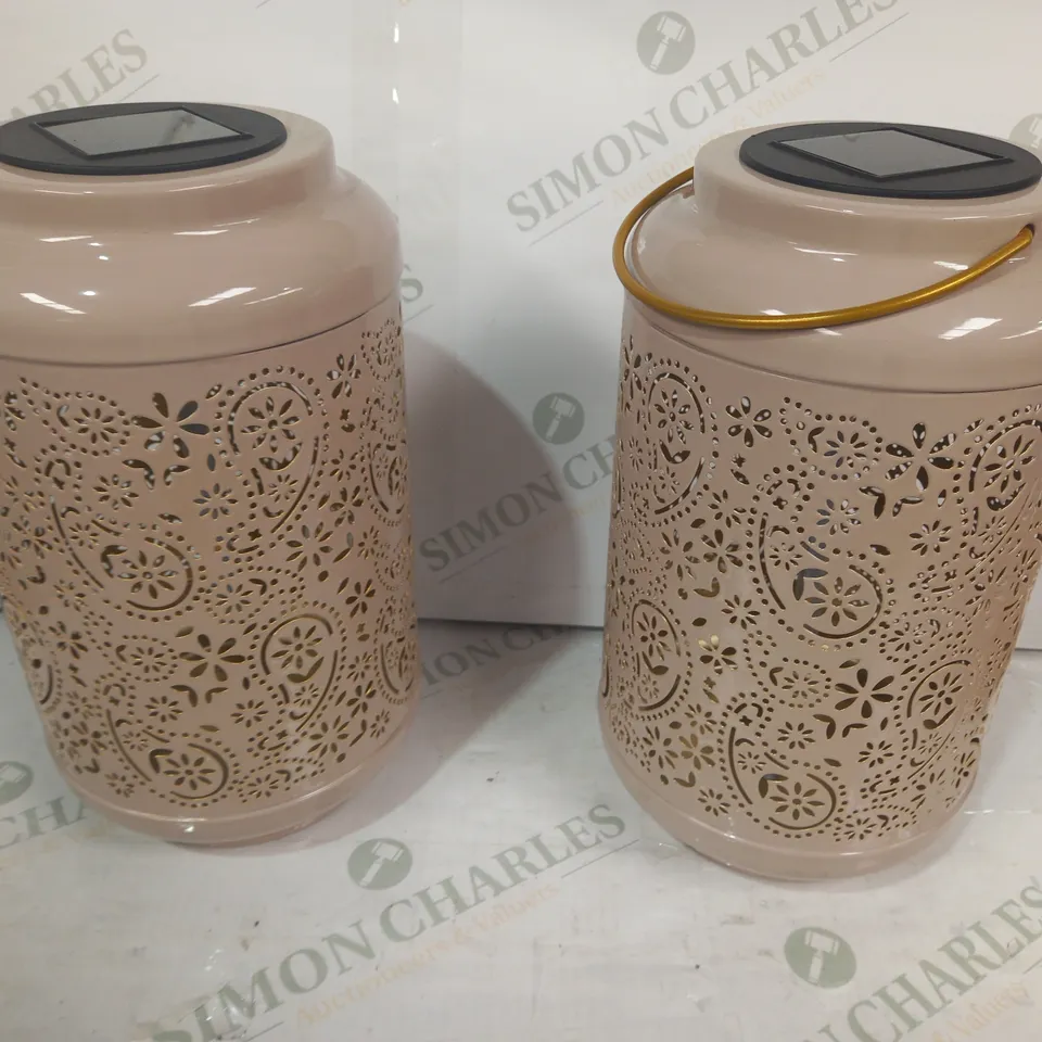 GARDEN REFLECTIONS SET OF 2 PATTERNED SOLAR LANTERNS