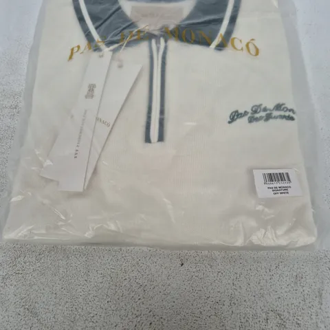 PAS DE MONACO MEN'S POLO SHIRT – SIGNATURE OFF WHITE, UK M