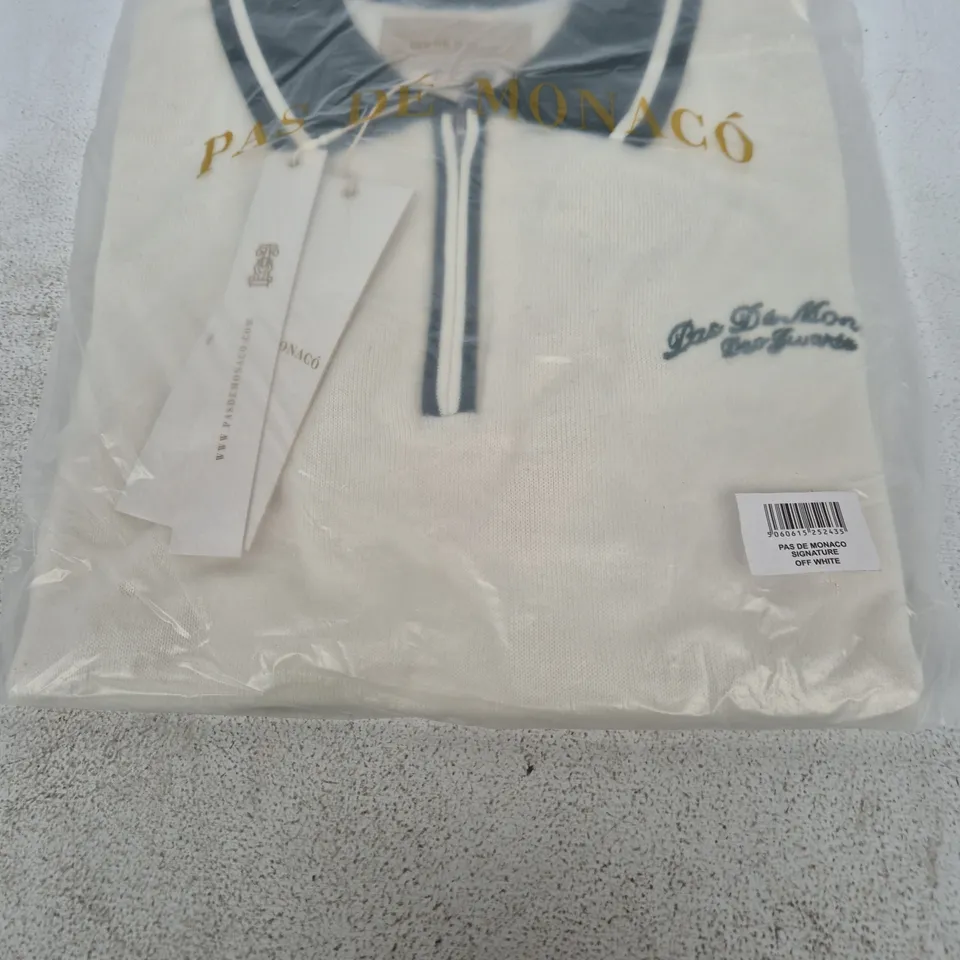 PAS DE MONACO MEN'S POLO SHIRT – SIGNATURE OFF WHITE, UK M