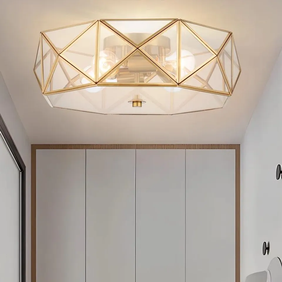 BOXED BRAND NEW ANEYDA 4 - LIGHT 43CM UNIQUE/STATEMENT GEOMETRIC FLUSH MOUNT LIGHT - GOLD