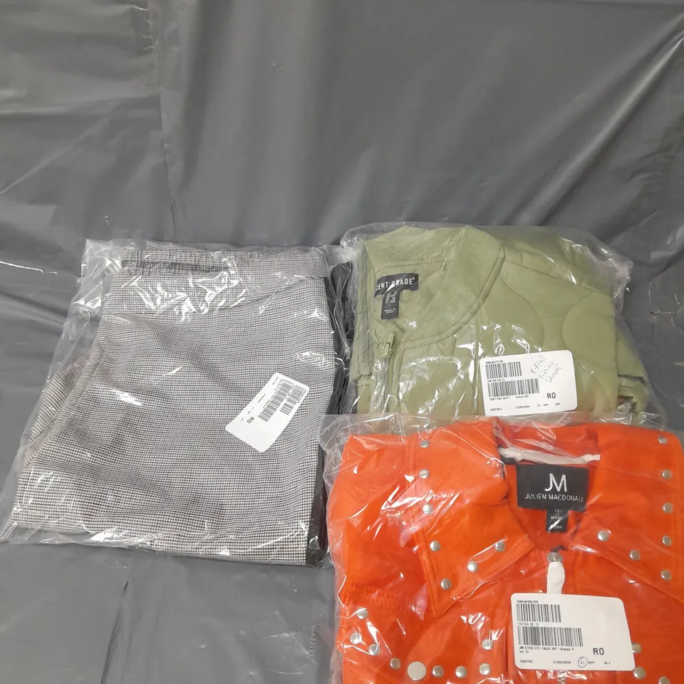 APPROXIMATELY 10 LADIES CLOTHING ITEMS TO INCLUDE JACKETS AND TROUSERS VARIOUS COLOURS, SIZES AND STYLES