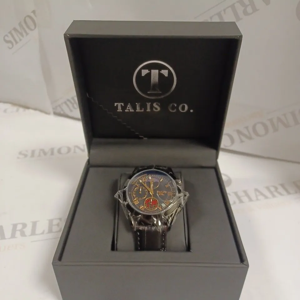 MENS TALIS CO 7120 CHRONOGRAPH WATCH – MOON PHASE MOVEMENT – GENUINE LEATHER STRAP