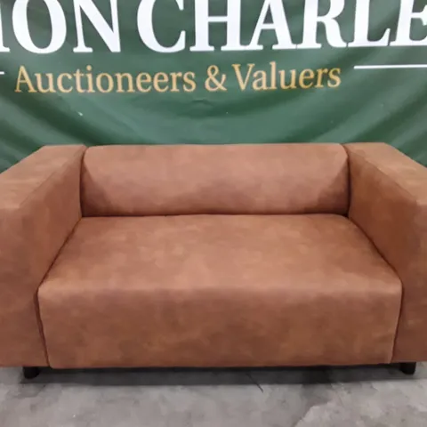 QUALITY DESIGNER 2 SEATER SOFA - TAN FABRIC