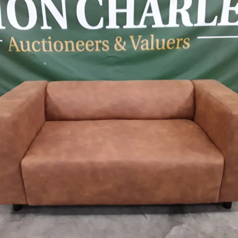 QUALITY DESIGNER 2 SEATER SOFA - TAN FABRIC