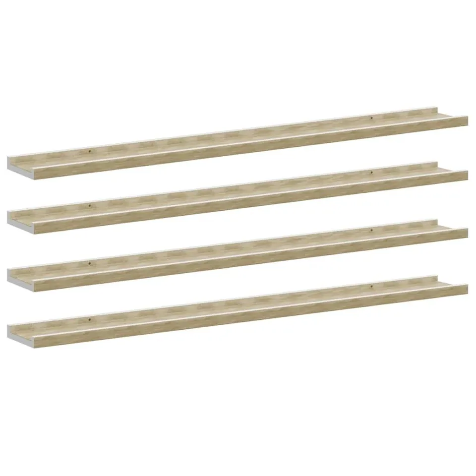 BOXED VIDAXL WALL SHELVES 4 PCS WHITE AND SONOMA OAK 100X9X3 CM