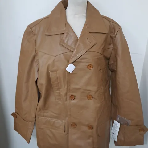 INFINITY MENS BROWN LEATHE RLOOK COAT - XL