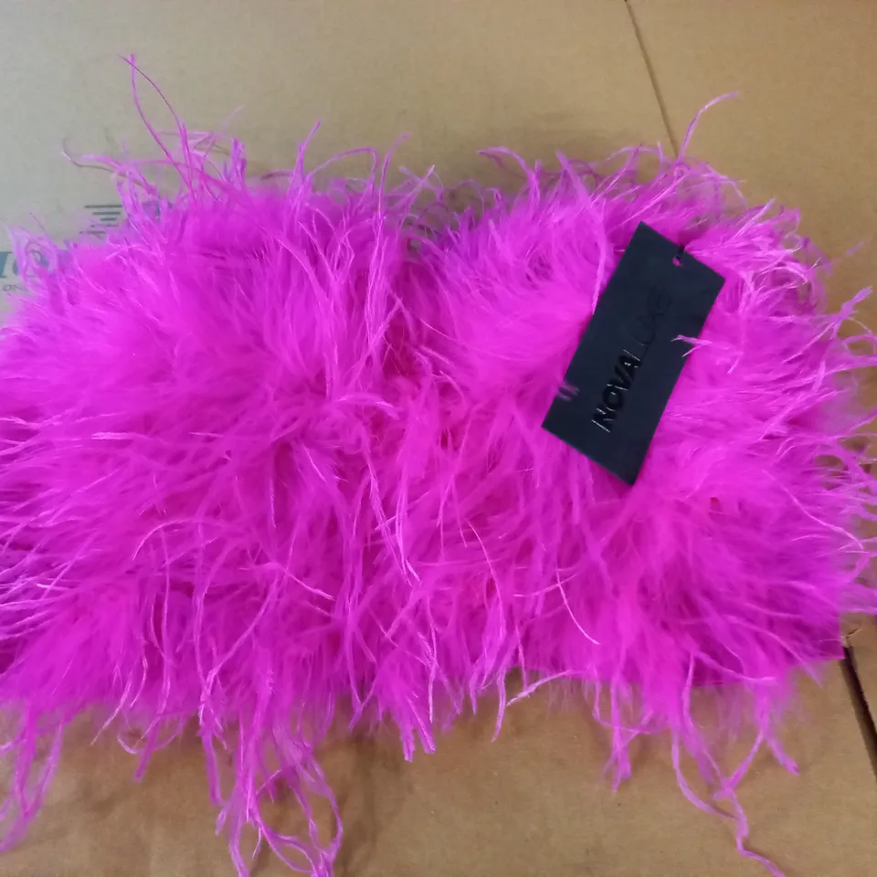 FASHION NOVA ASALLA HOT PINK FEATHERED TOP - M