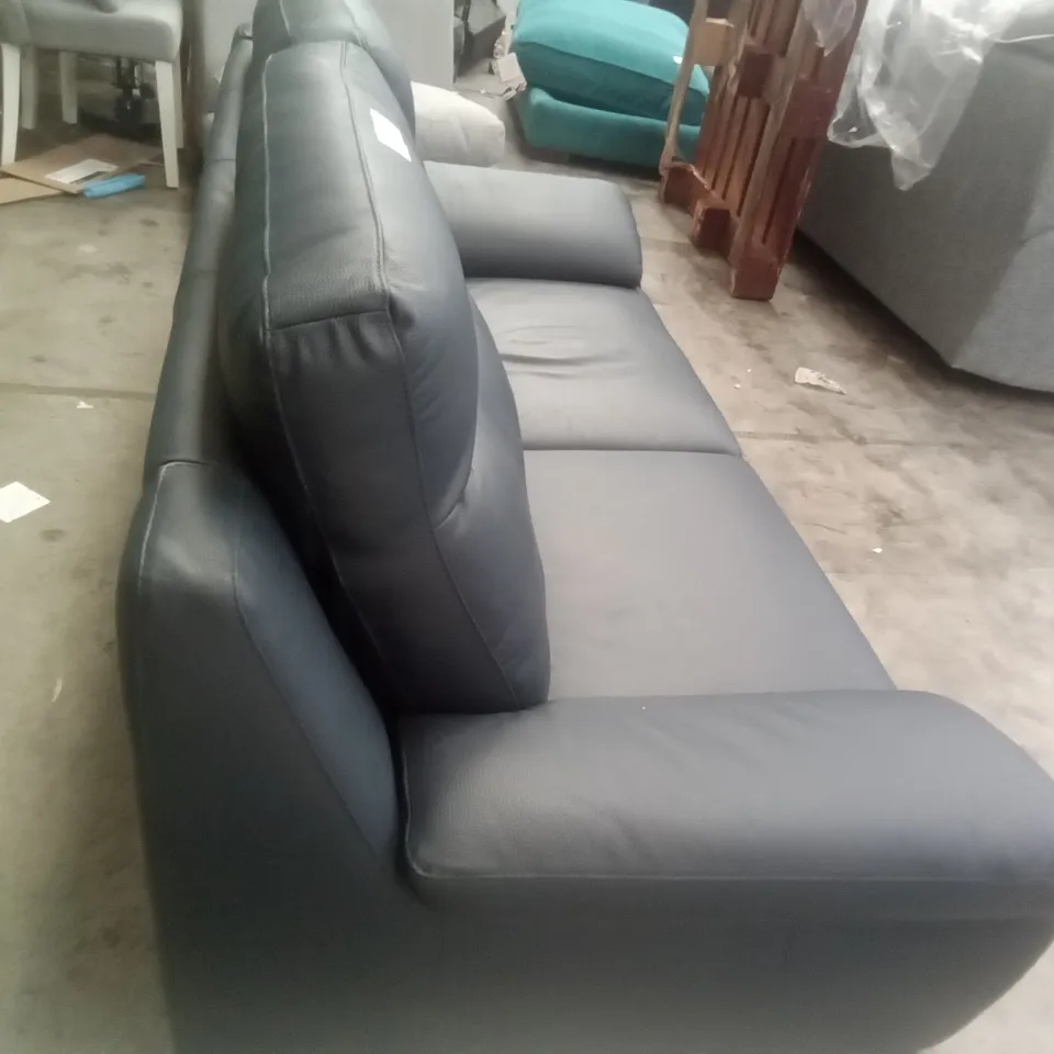 QUALITY ITALIAN DESIGNER MARCELLO 3 SEATER SOFA - BLUE NAVY LEATHER