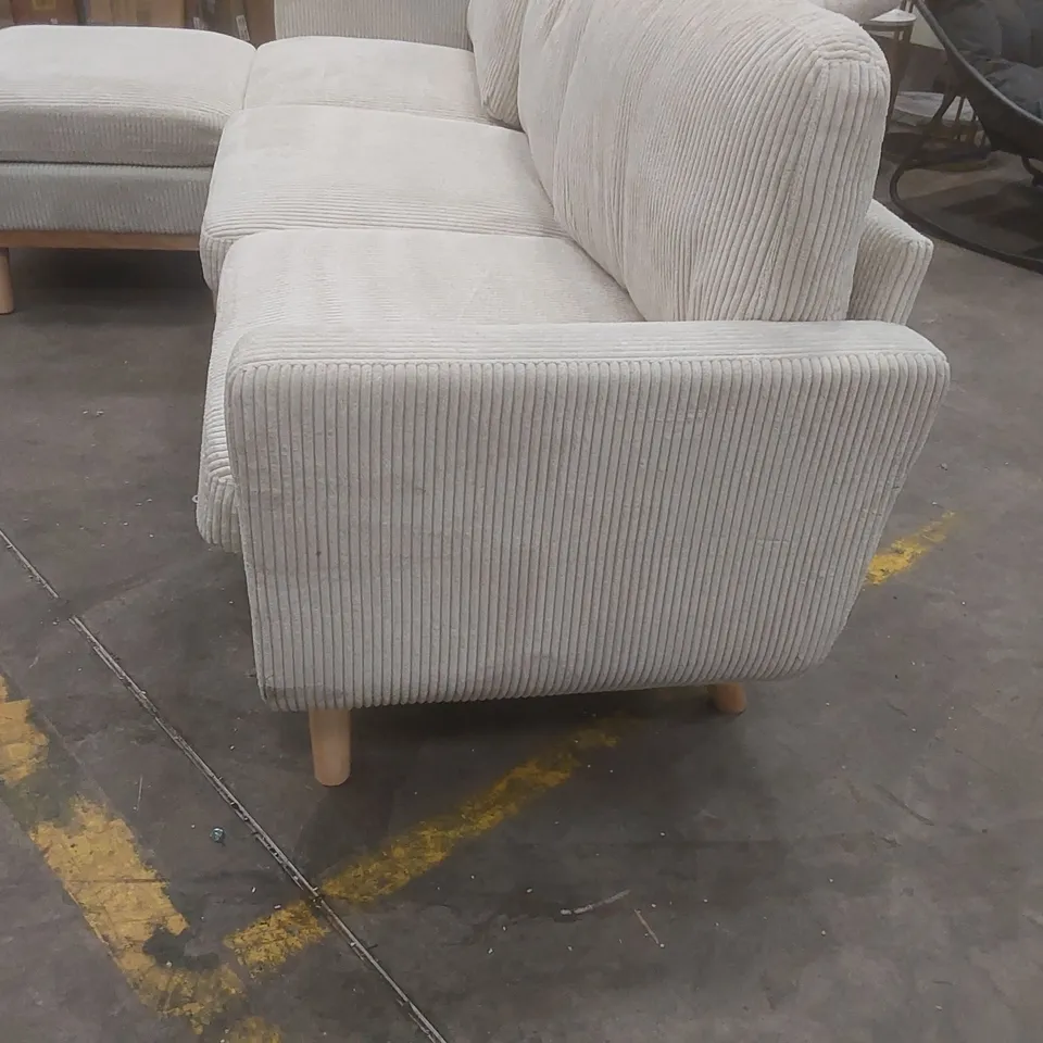 MODULAR CORNER SOFA, L-SHAPED COUCH WITH MOVABLE OTTOMAN, COMFY CORDUROY COUCH WITH SPRING CUSHION UPHOLSTERY COLOUR: BEIGE