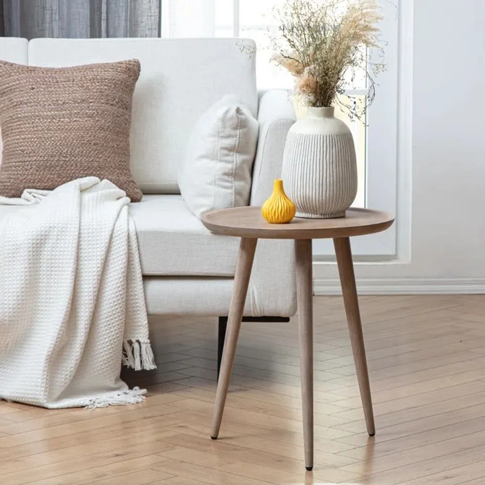 BOXED MORANT 3 LEGS SOLID WOOD SIDE TABLE