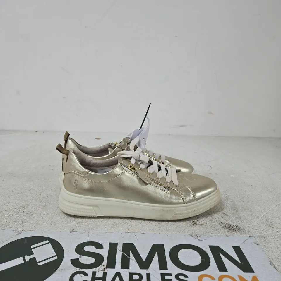 HUSH PUPPIES GOLD METALLIC TRAINERS – WOMEN'S CASUAL SNEAKERS WITH SIDE ZIP UK SIZE 7