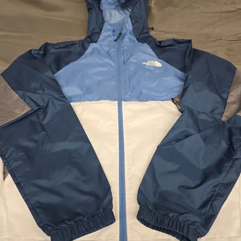 THE NORTH FACE WATERPOOF HOODIE JACKET, BLUE/WHITE/GREY - UK SIZE S