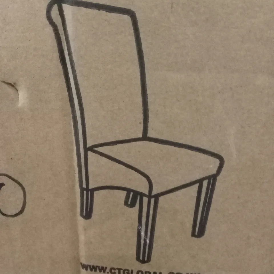 BOXED SET OF 2 DESIGNER LEATHER DINING CHAIRS - BLACK (1 BOX)