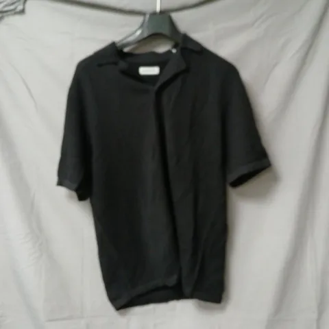 JACK & JONES KNIT RESORT BLACK SHORT SLEEVE SHIRT S
