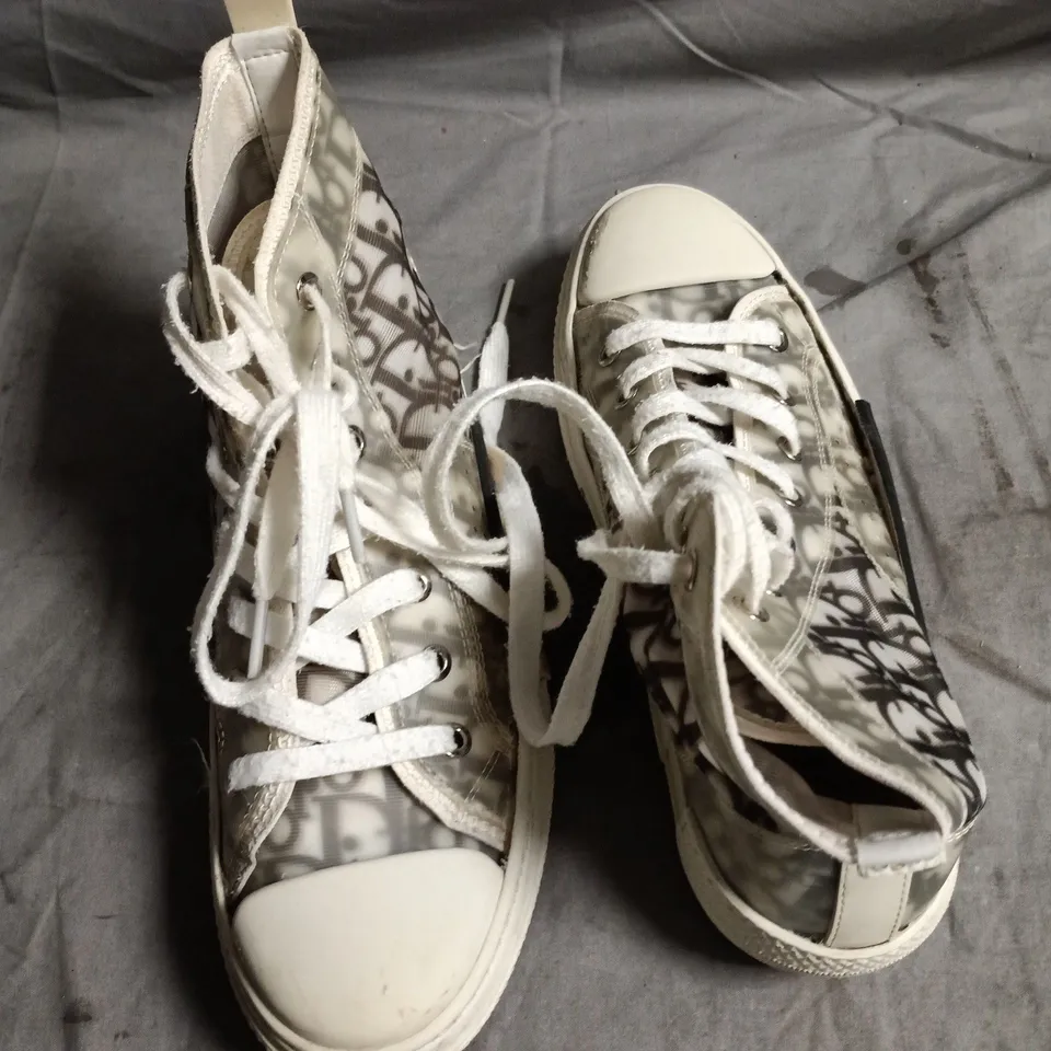 DIOR HIGH-TOP TRAINERS IN MONOGRAM CANVAS - 38