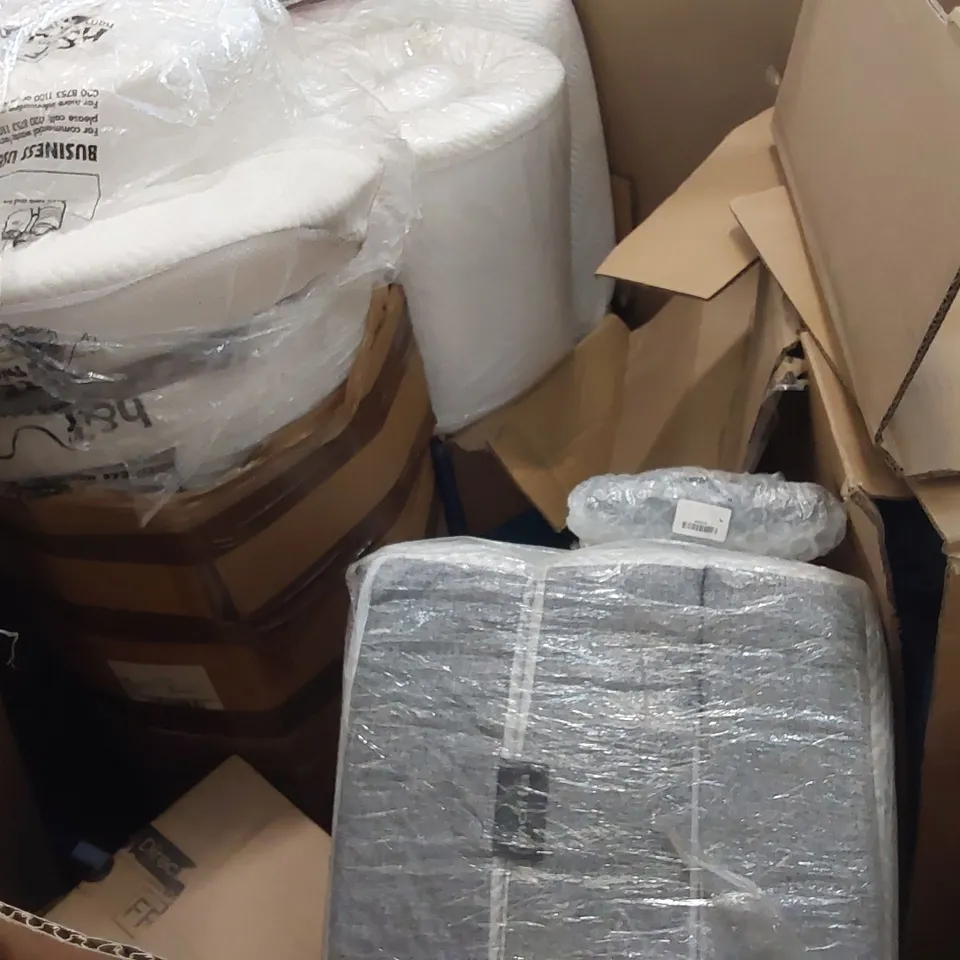 PALLET OF ASSORTED ITEMS INCLUDING SELF ADHESIVE VINYL FLOORING, MATTRESSES, ONE TOUCH MOP