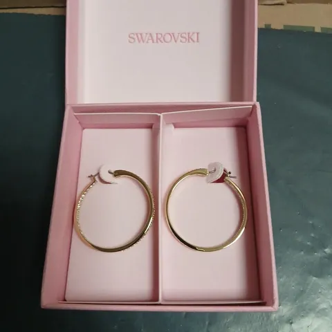 SWAROVSKI GOLD-TONE HOOP EARRINGS – BOXED