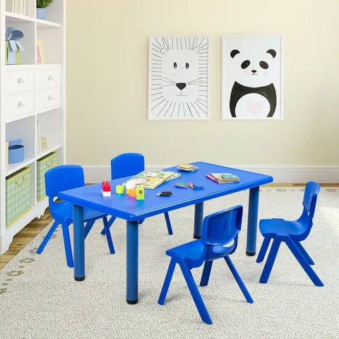 BOXED COSTWAY WATERPROOF RECTANGULAR KIDS TABLE - BLUE (1 BOX)