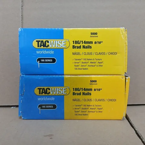 SET OF 2 BOXES OF TACWISE 18G BRAD NAILS 14MM (9/16")