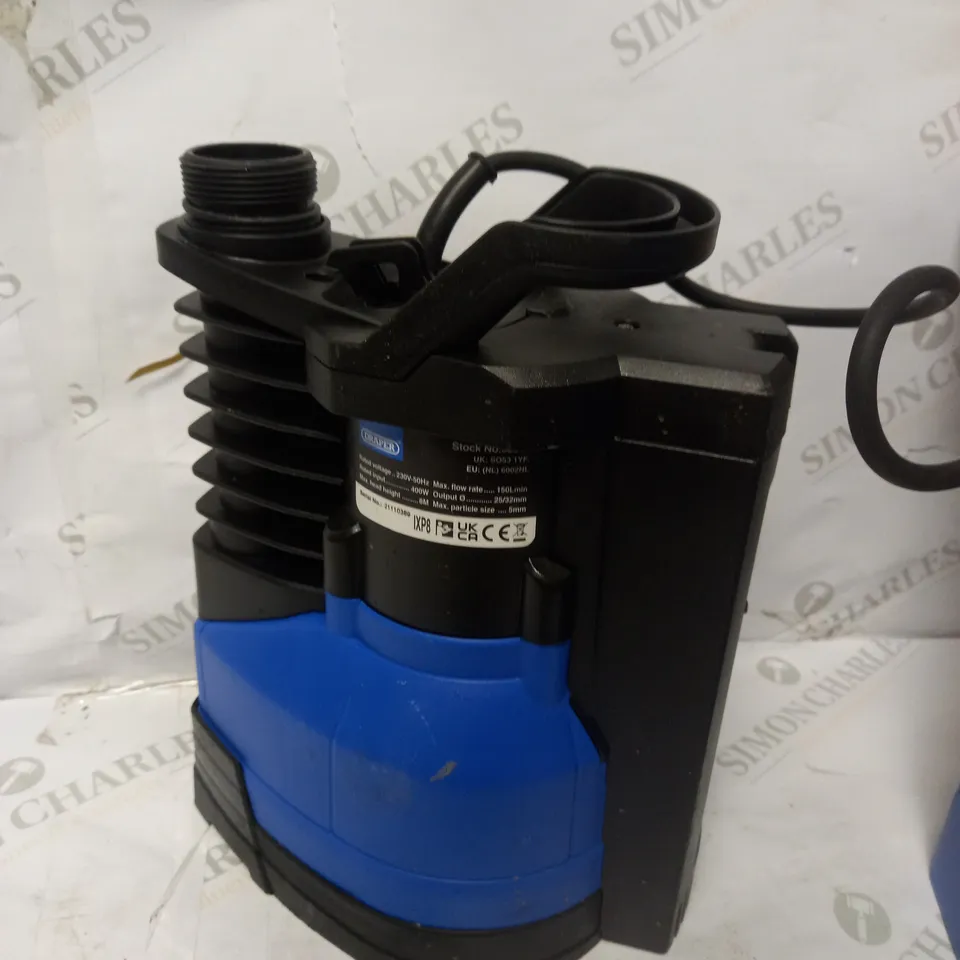 DRAPER 98917 400W SUBMERSIBLE WATER PUMP WITH FLOAT SWITCH SUB
