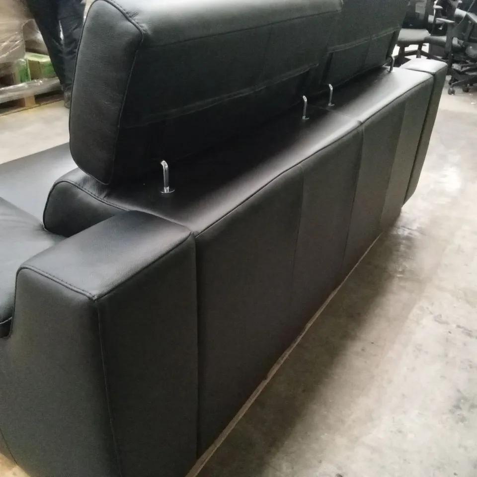 QUALITY DESIGNER ITALIAN MADE RICCARDO 3 SEATER LEATHER SOFA - BLACK