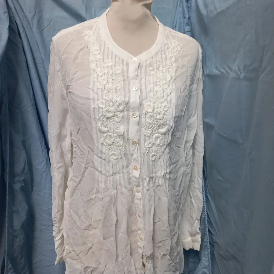 EAST WHITE EMBROIDERED SHEER BLOUSE (WOMEN) – UK SIZE NOT VISIBLE