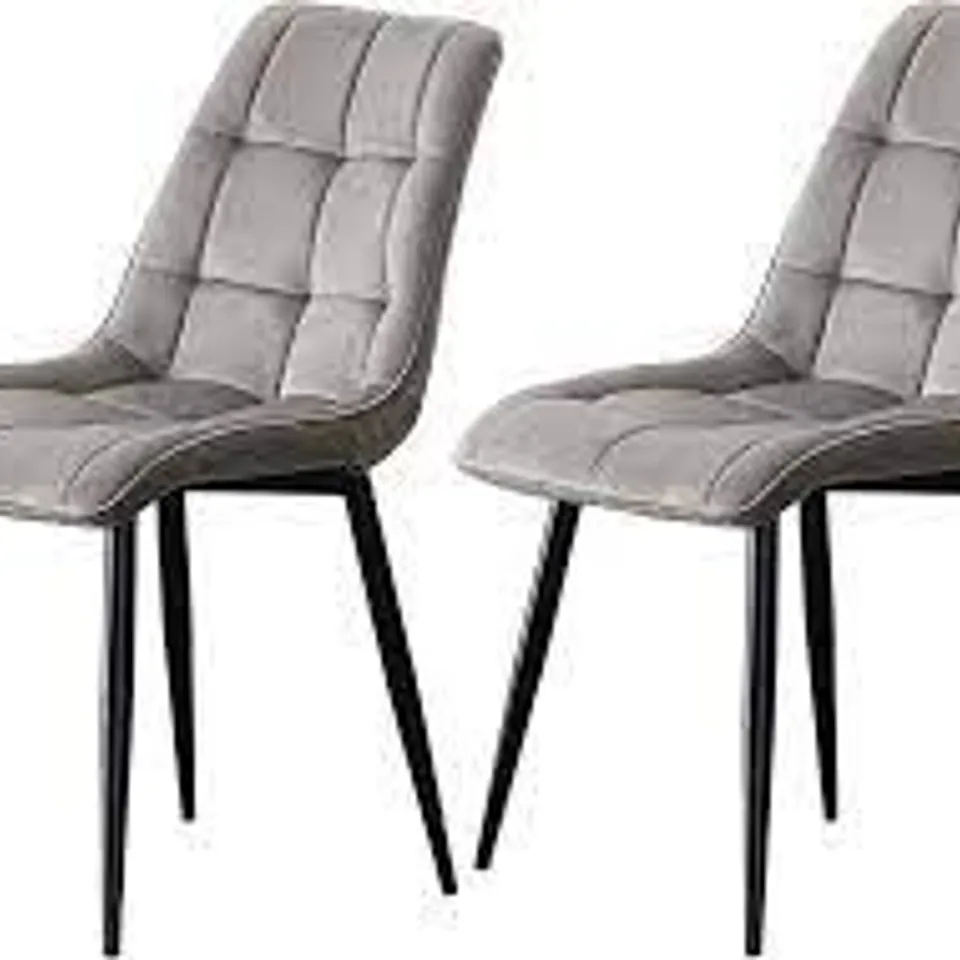 BOXED SET OF TWO GREY VELVET DINING CHAIRS