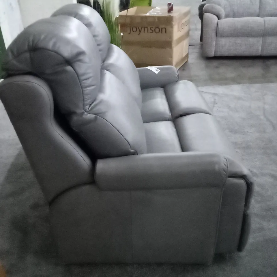 QUALITY DESIGNER 2 SEATER SOFA - GREY LEATHER 