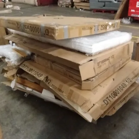 PALLET OF ASSORTED DESIGNER INCOMPLETE FLATPACK FURNITURE PARTS AND PIECES 