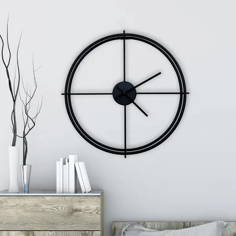 BOXED ASHCRAFT BLACK LARRY'S MINIMALIST IRON WALL CLOCK - 50CM/19.7"