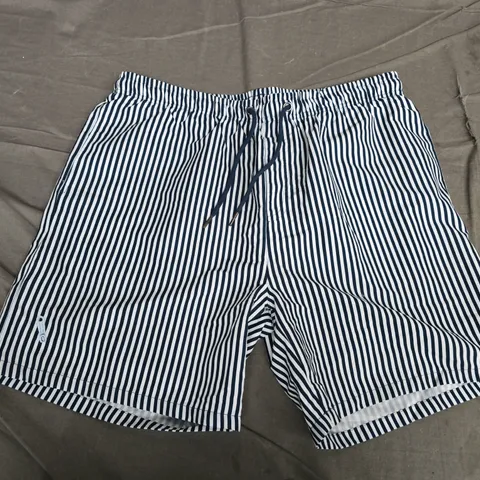 ZIPSTER MEN'S SWIM SHORTS – NAUTICAL NAVY & WHITE STRIPES, UK 20-22 (XXL)