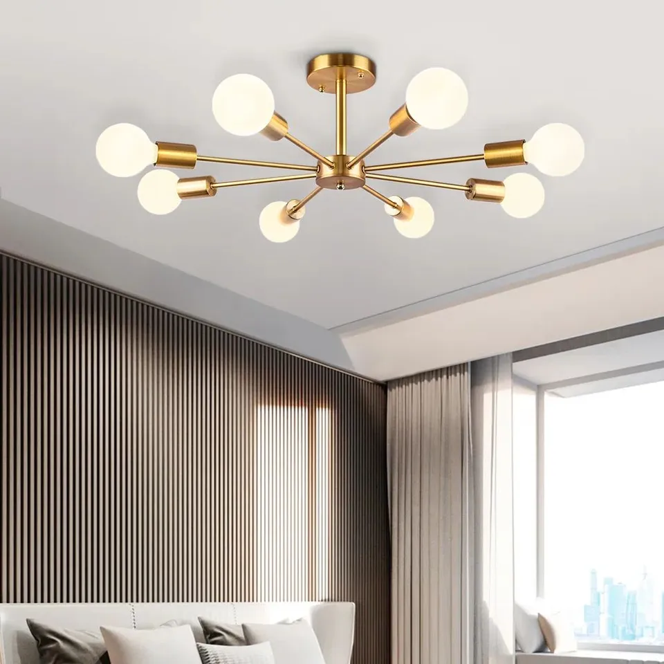 BOXED HOLLEN 8-LIGHT 60CM SPUTNIK SEMI FLUSH MOUNT CEILING LIGHT FIXTURE