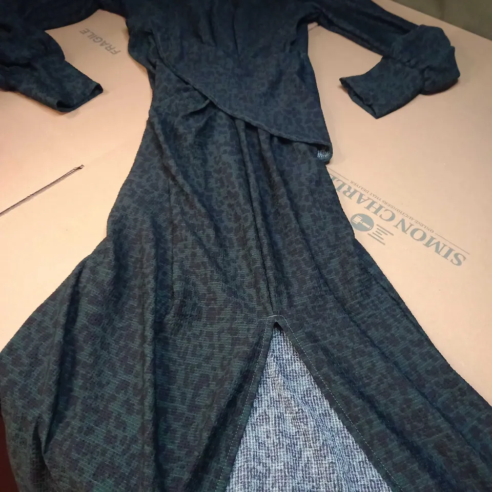 RIVER ISLAND DARK FOREST/BLACK MAXI DRESS - SIZE 12