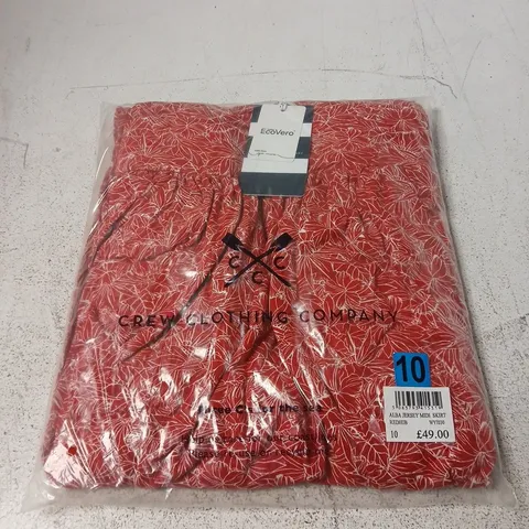 CREW CLOTHING ALBA JERSEY MIDI SKIRT β RED HIB, UK 10