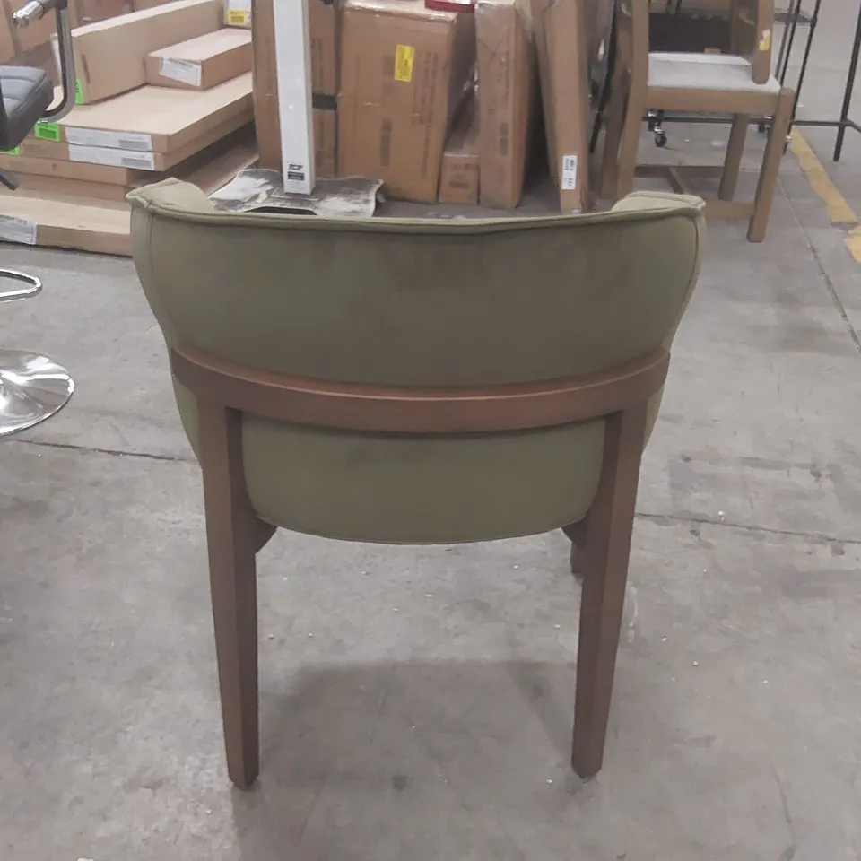 LUCENT WALNUT EFFECT ASH WOODEN FRAME DINING CHAIR UPHOLSTERY COLOUR: GREEN