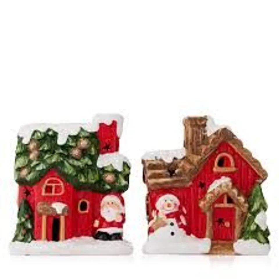 SANTA EXPRESS SET OF TWO PRE LIT CHRISTMAS HOUSES
