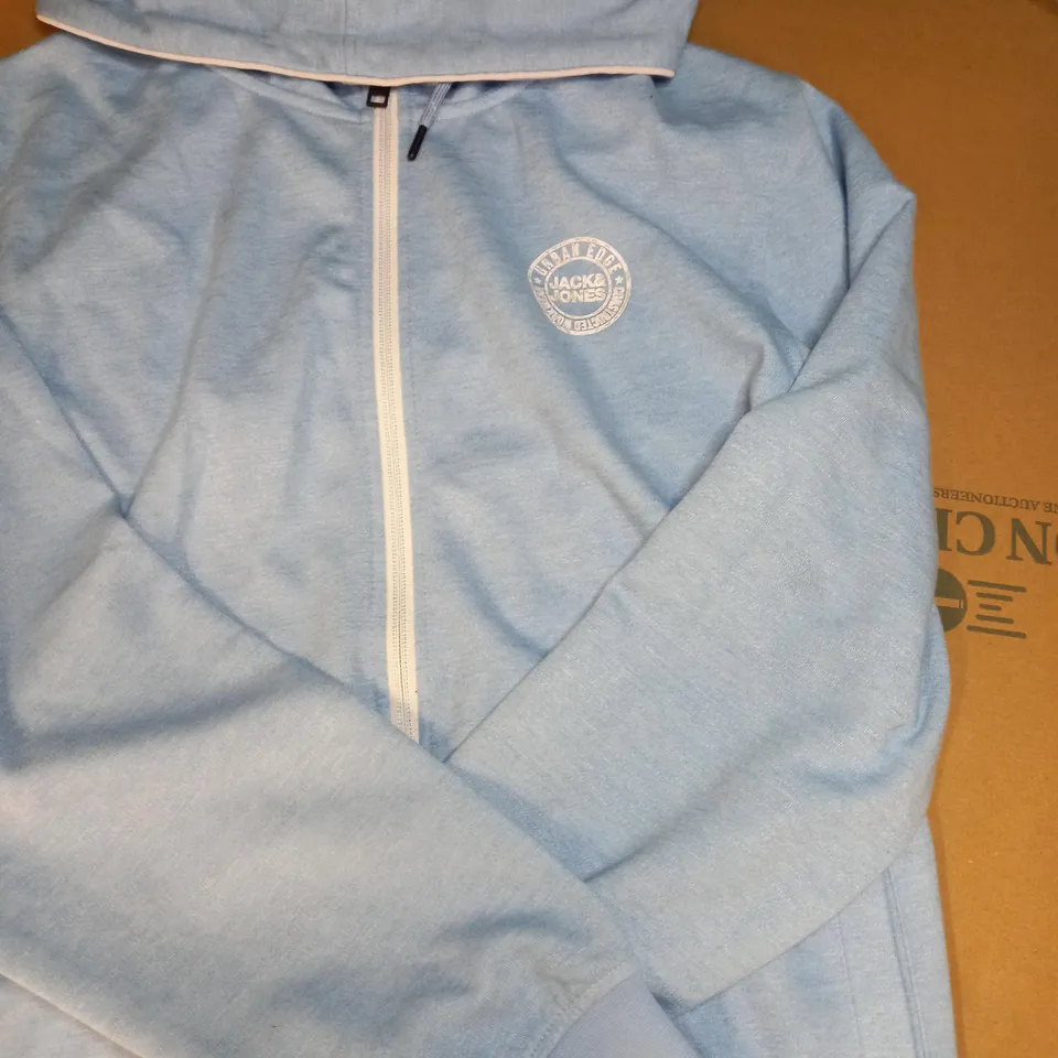 JACK JONES DUSK BLUE-MELANGE SWEAT ZIP HOOD SIZE-SMALL