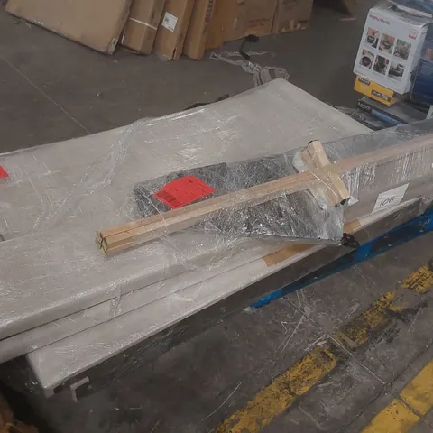PALLET OF DANETTI LENORA CREAM FABRIC KING SIZE OTTOMAN STORAGE BED PARTS