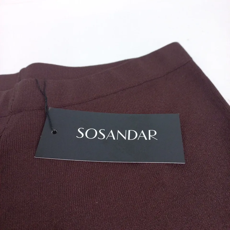 SOSANDAR KNITTED FLARED TROUSERS CO-ORD, CHOCOLATE, UK SIZE 12