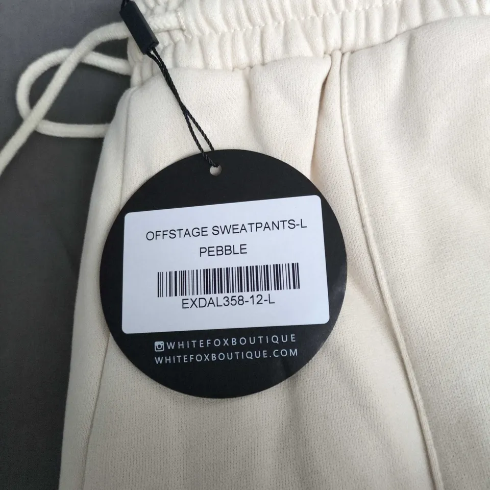 WHITE FOX OFFSTAGE SWEATPANTS – PEBBLE, UK SIZE L