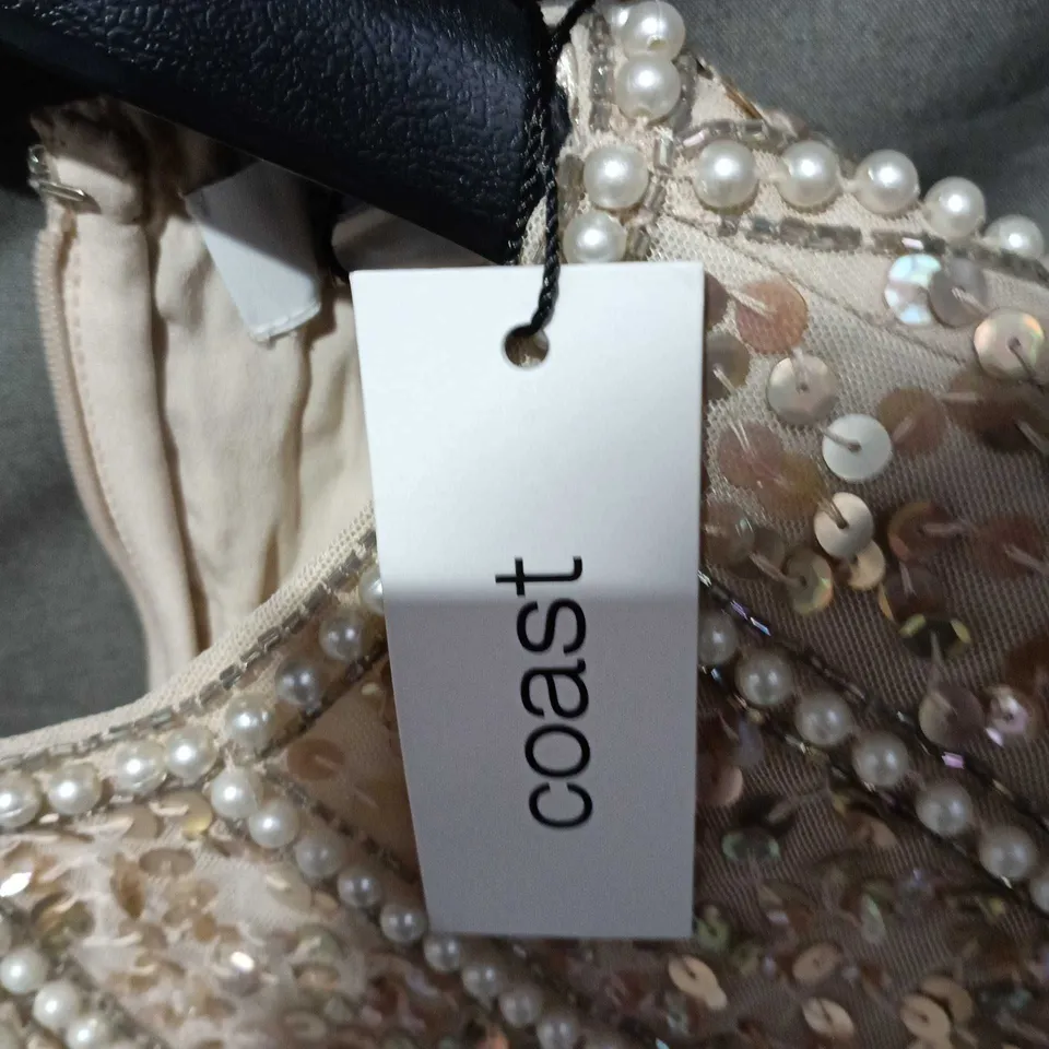 COAST BEADED PEARL-EMBELLISHED DRESS – UK 14 (EUR 42, US 10)
