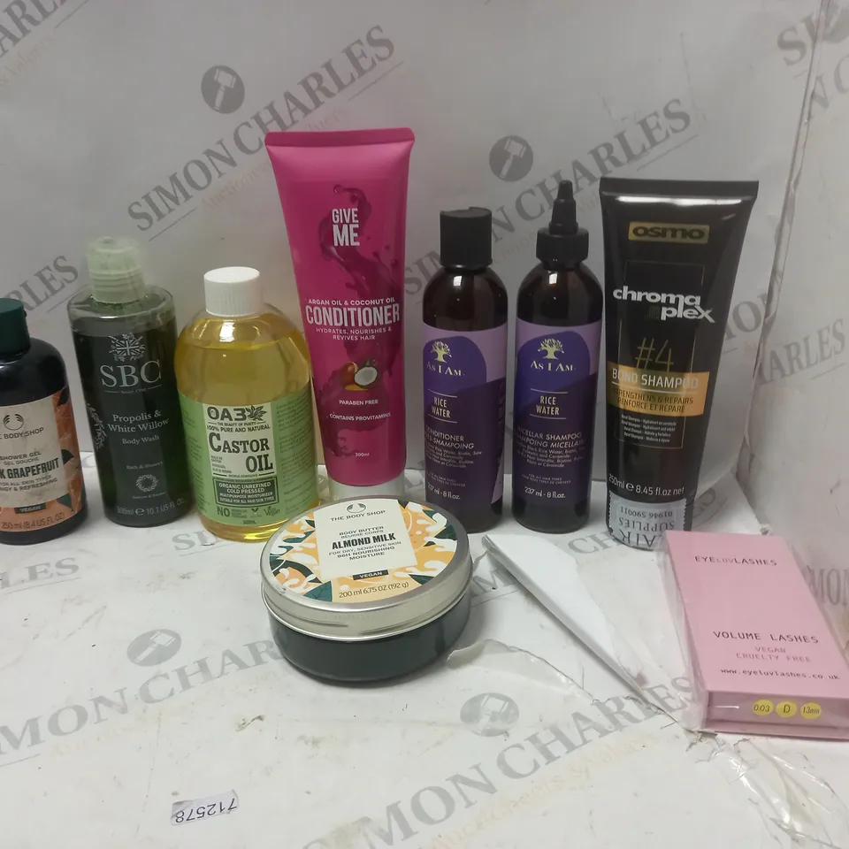 LOT OF BEAUTY PRODUCTS TO INCLUDE THE BODY SHOP BODY BUTTER, ETC