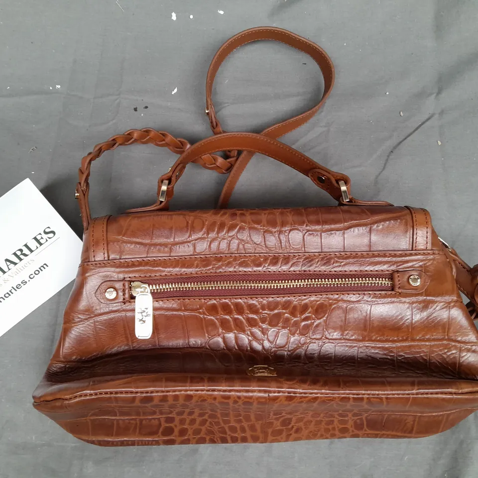 PAUL COSTELLOE DRESSAGE LEATHER CROC TAN LADIES HANDBAG