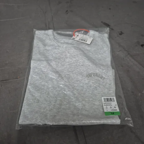 SUPERDRY ESSENTIAL LOGO RIB TEE – GLACIER GREY MARL, UK 14