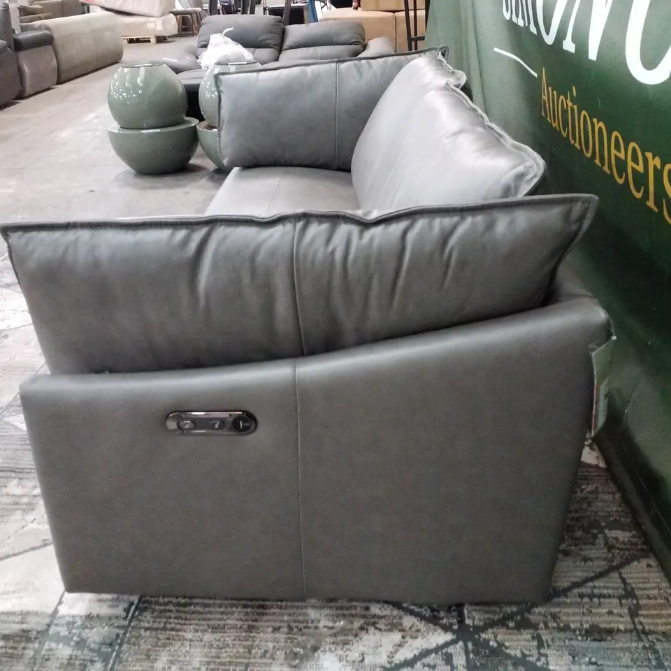 BRAND NEW DESIGNER AVA LEATHER 3 SEATER SOFA - DARK GREY