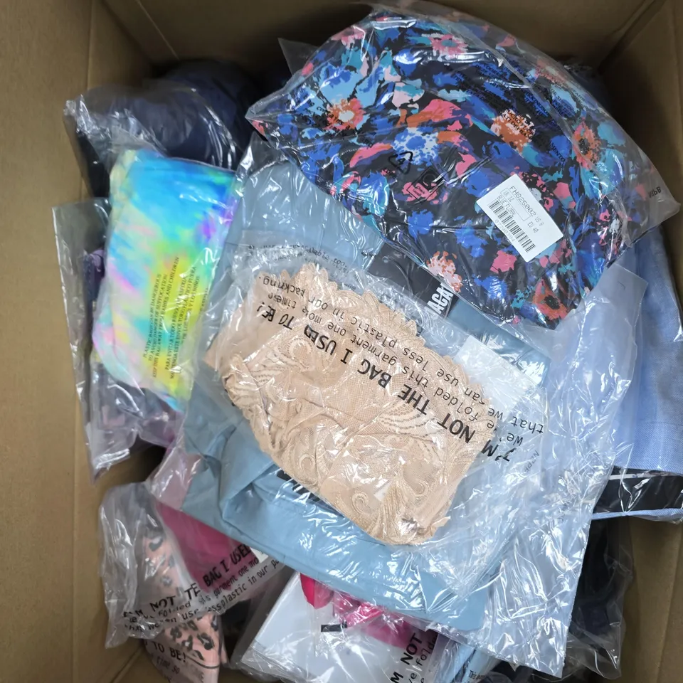 APPROXIMATELY 20 ASSORTED CLOTHING PRODUCTS IN VARIOUS STYLES & SIZES 