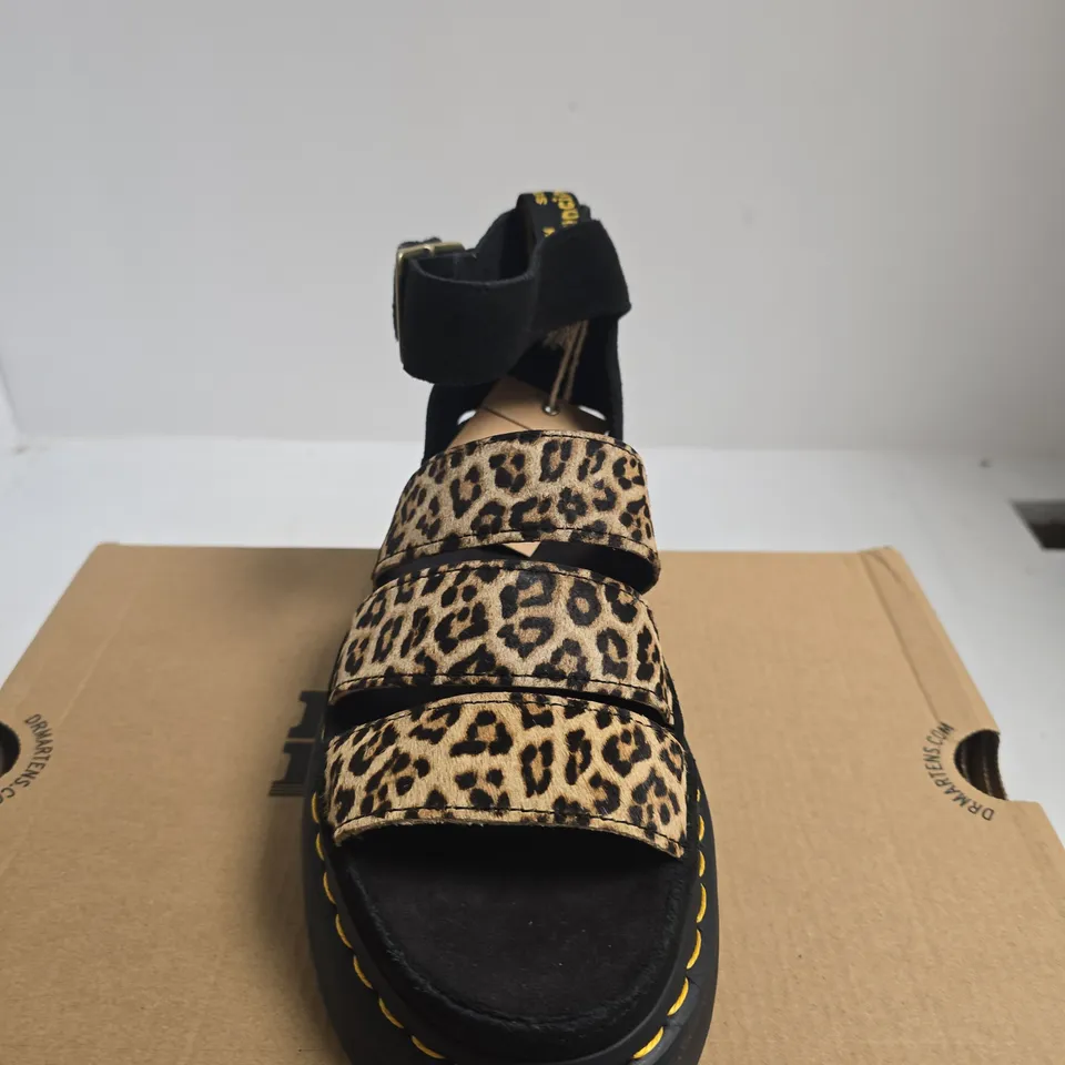 BOXED PAIR OF DR. MARTENS CLARISSA II QUAD SANDALS – LEOPARD HAIR-ON, UK 5 